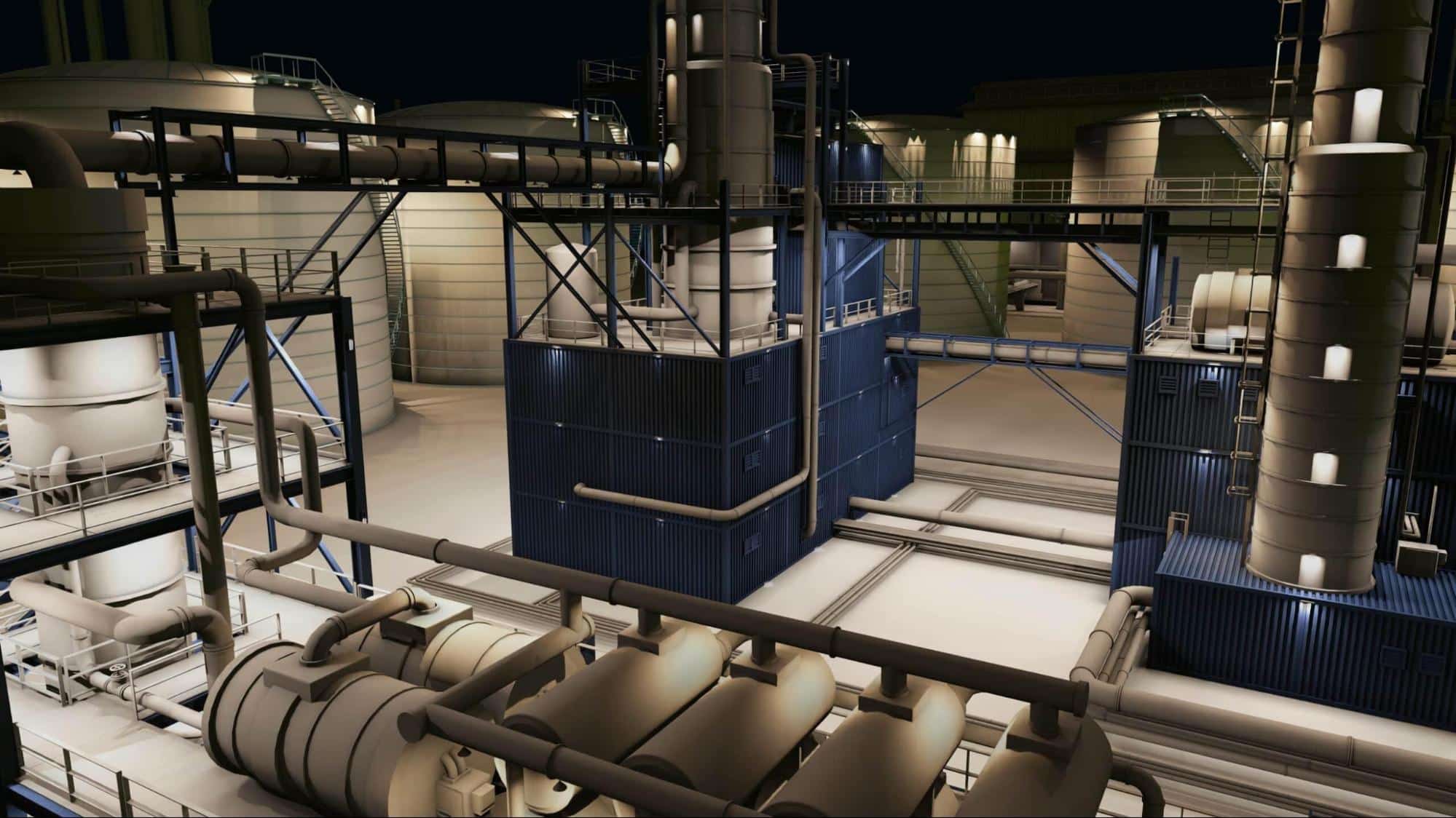 Vue par scan 3D d'un bâtiment industriel
