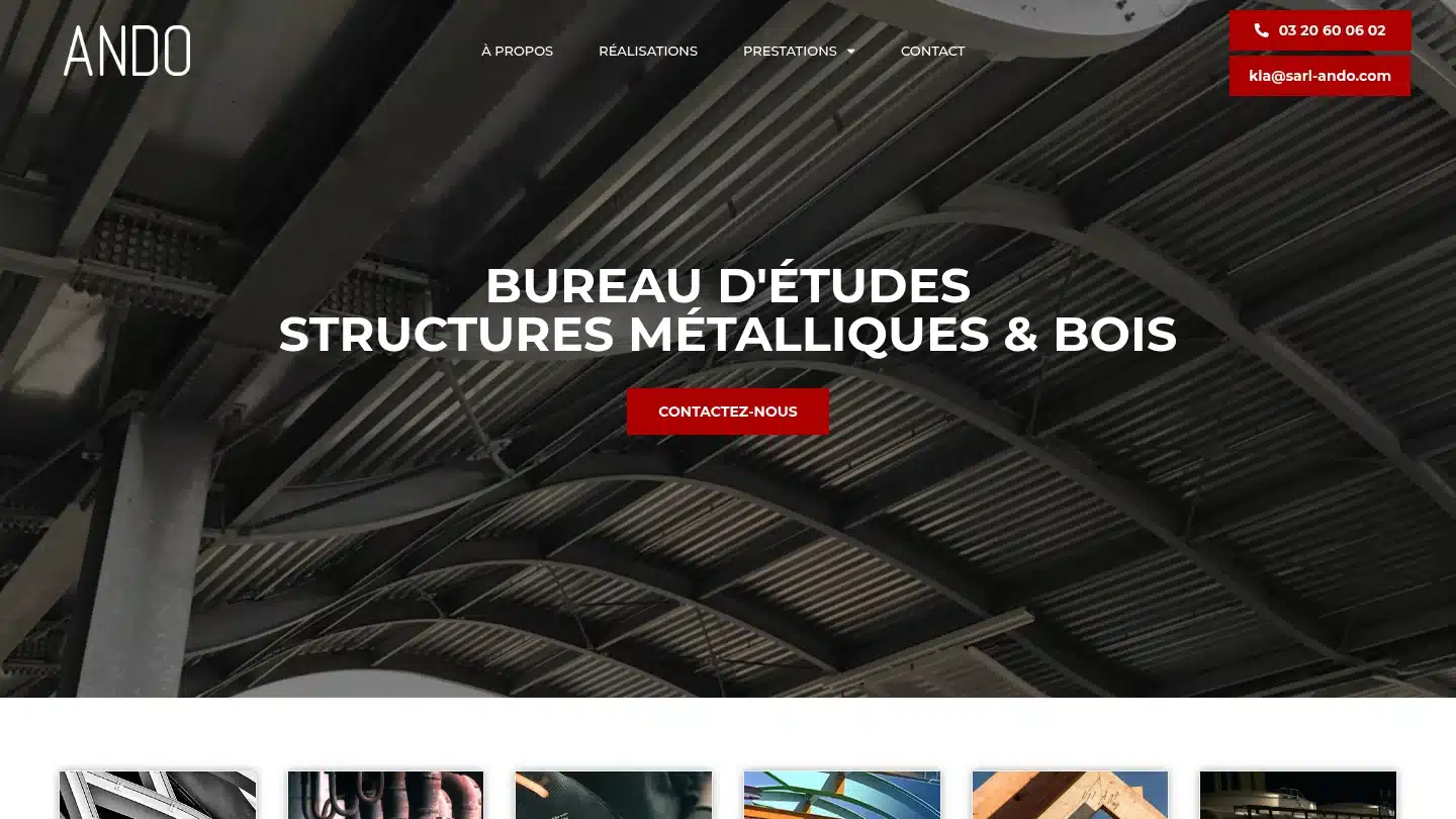 Capture de la page d’accueil de Ando