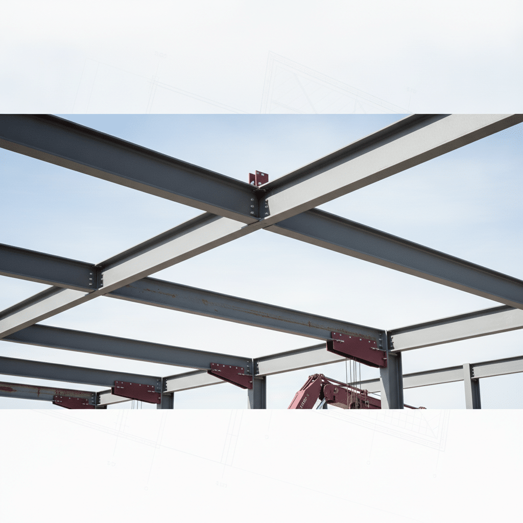 Chantier de construction métallique avec structure acier réemployée