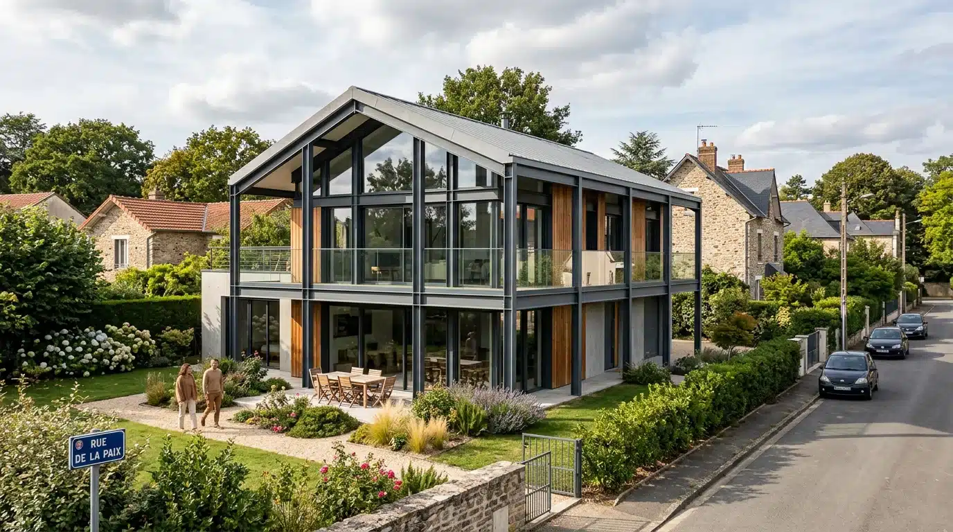 Maison individuelle moderne à charpente métallique en France