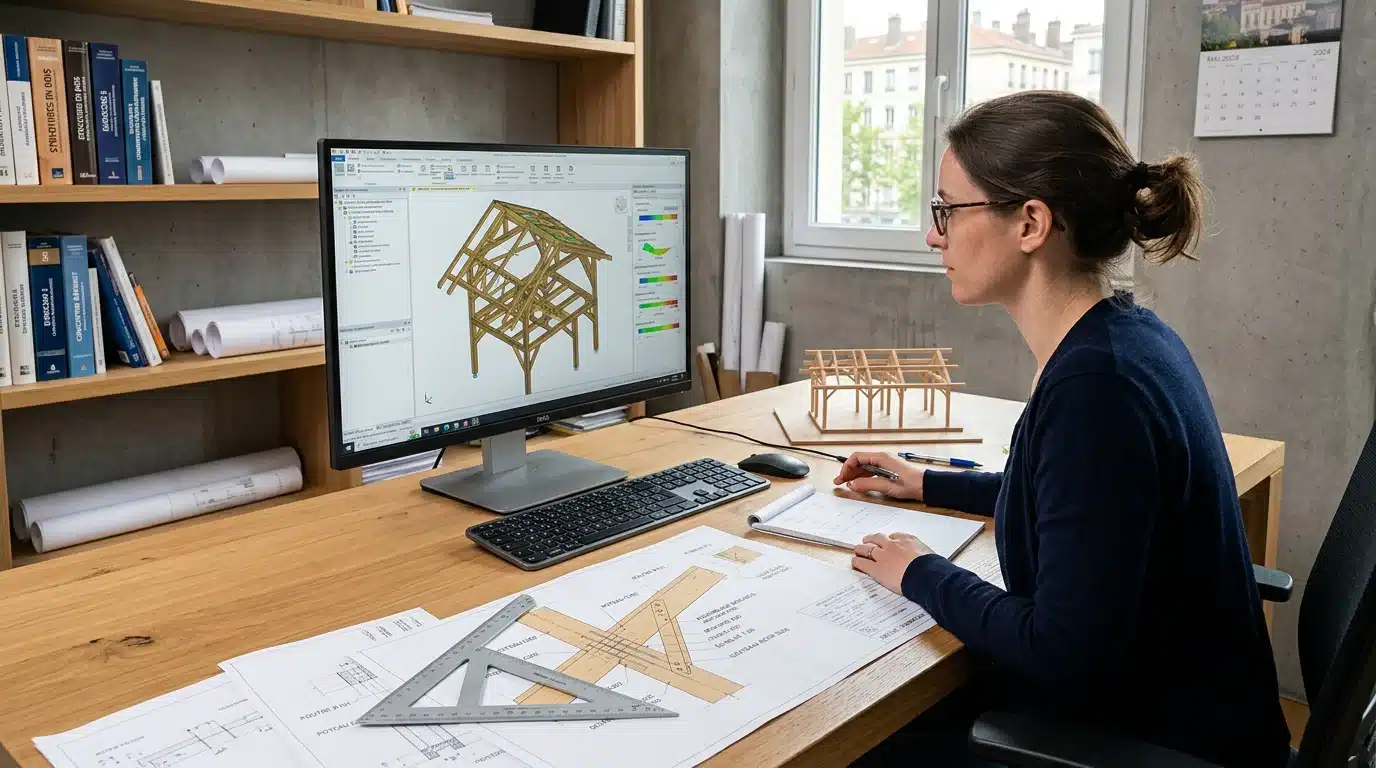 Étude de dimensionnement d'une structure bois sur plans et modélisation 3D
