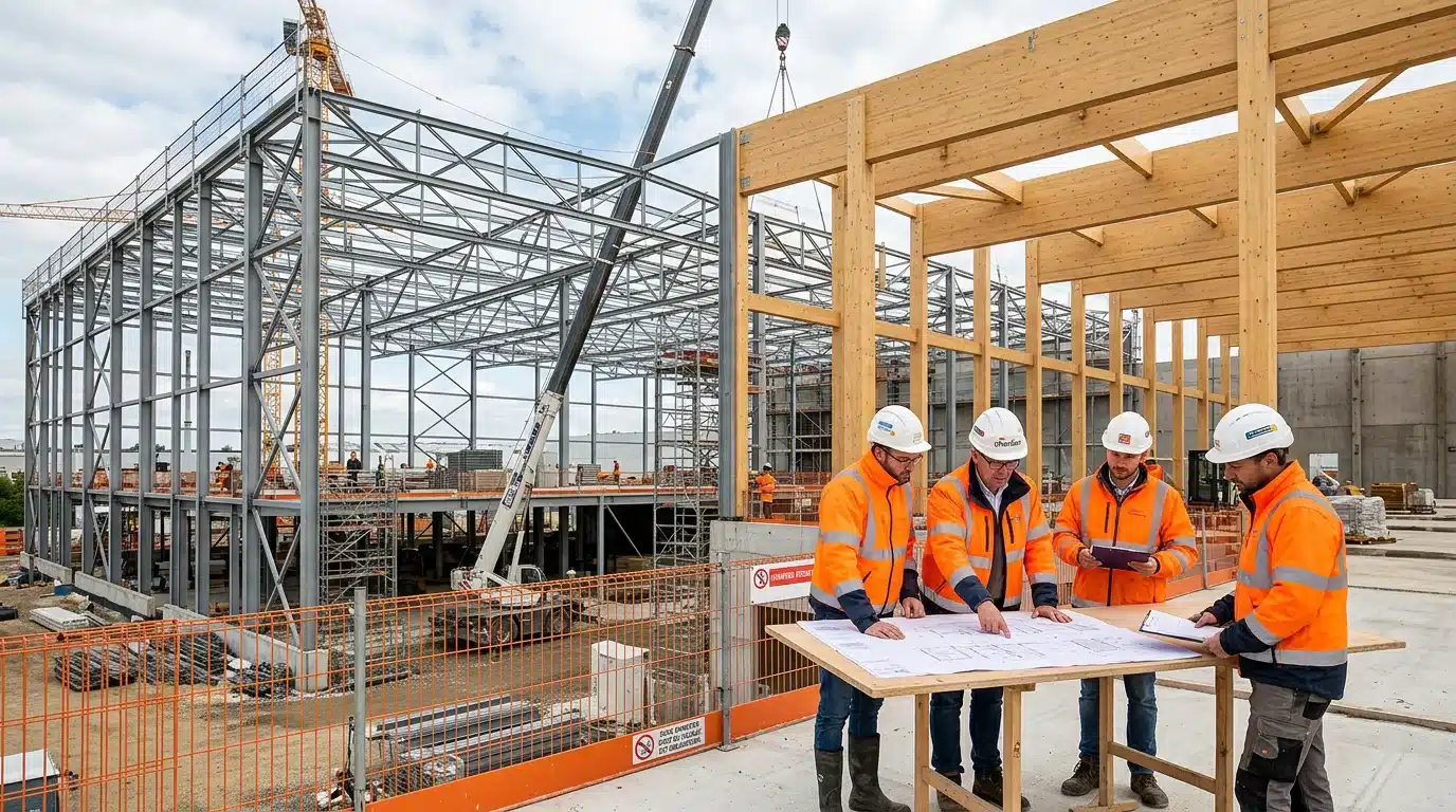 Comparaison entre charpente métallique et charpente bois sur un chantier