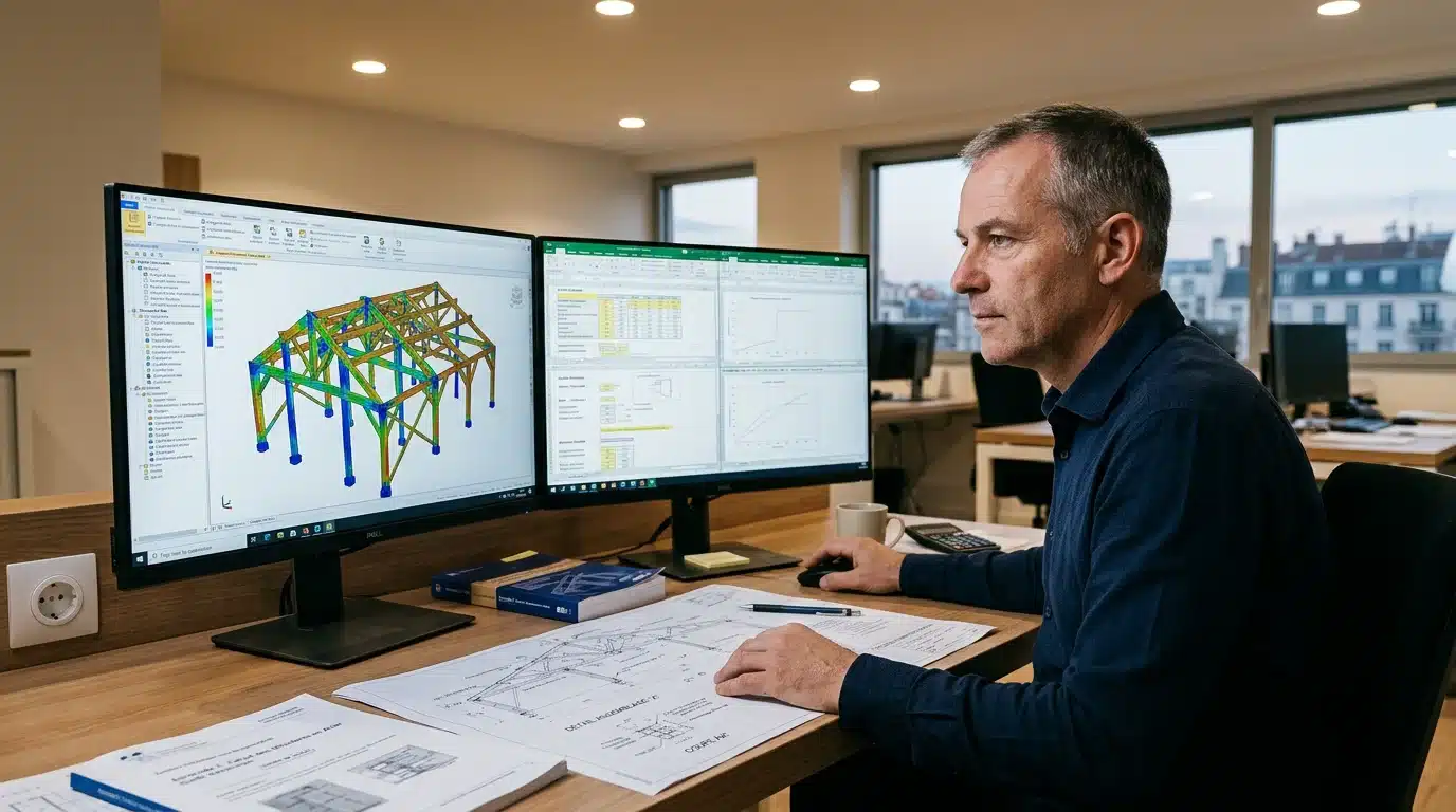 Ingénieur d'un bureau d'études réalisant des calculs de structure