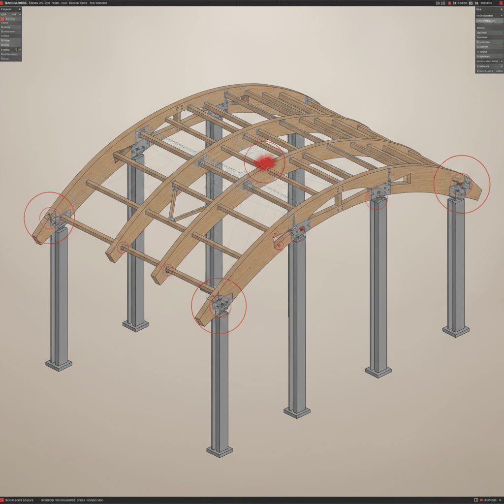 Modélisation BIM 3D d'une structure métallique et bois pour équipement sportif