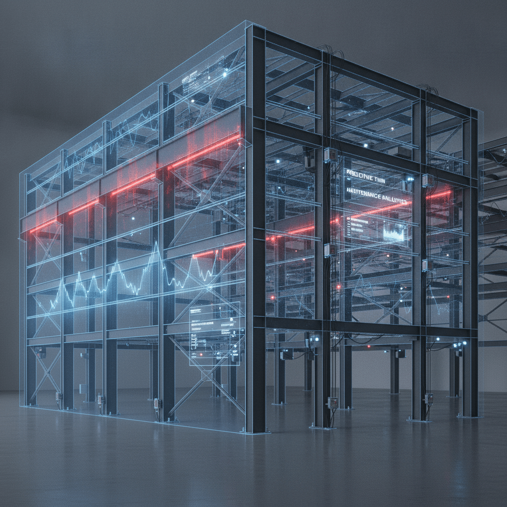 Visualisation holographique d'un jumeau numérique de structure métallique avec capteurs IoT et données de maintenance prédictive