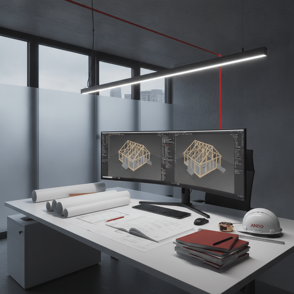 Bureau d'études avec plan BIM et modélisation 3D structure bois