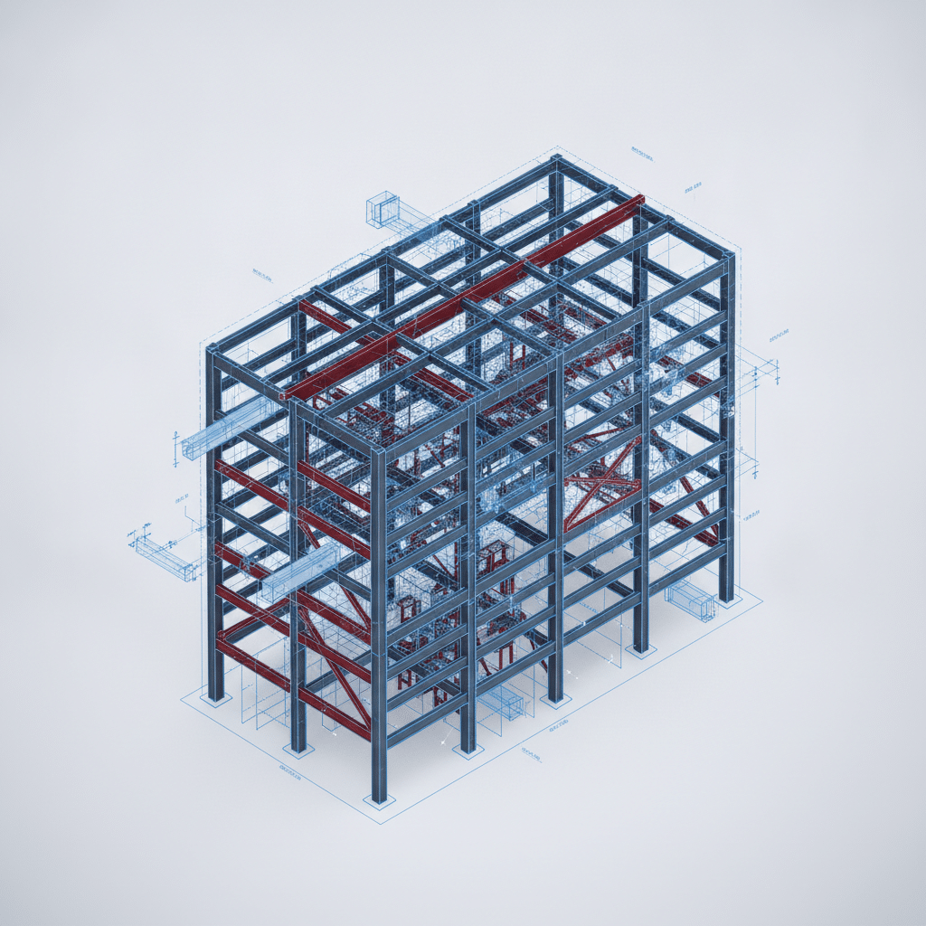 Maquette numérique BIM d'une structure métallique complexe - Bureau d'études ANDO