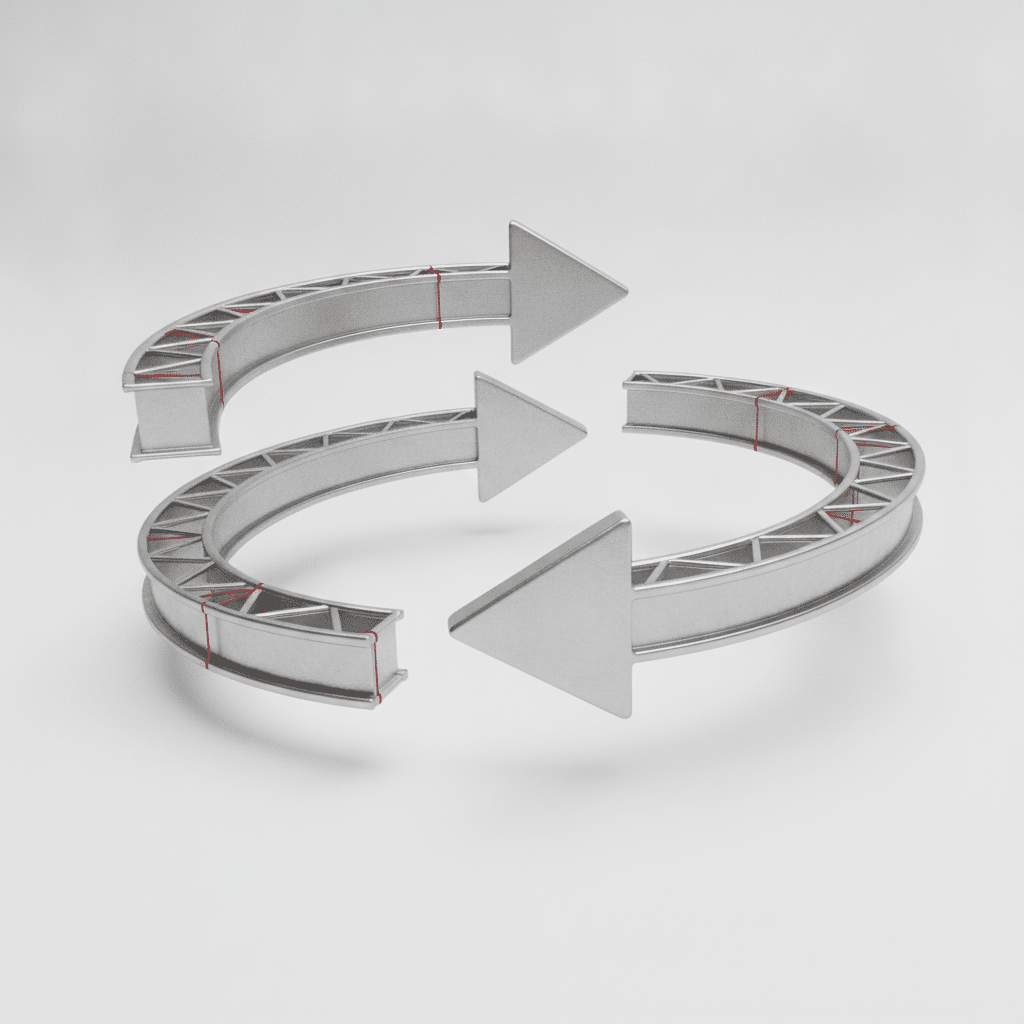 Schéma conceptuel de l'économie circulaire de l'acier dans la construction — cycle infini de réemploi