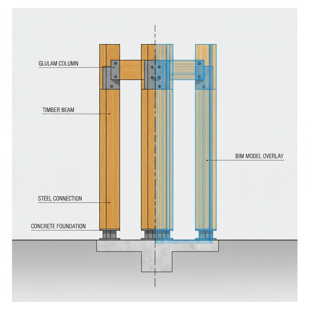Solutions hybrides bois-acier, BIM, modélisation 3D structure mixte