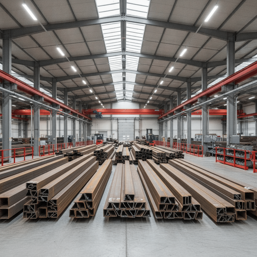 Plateforme logistique de stockage et tri de poutres métalliques de réemploi à Saint-Priest