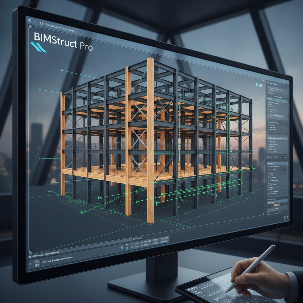 Modélisation BIM 3D d'une structure mixte acier et lamibois LVL