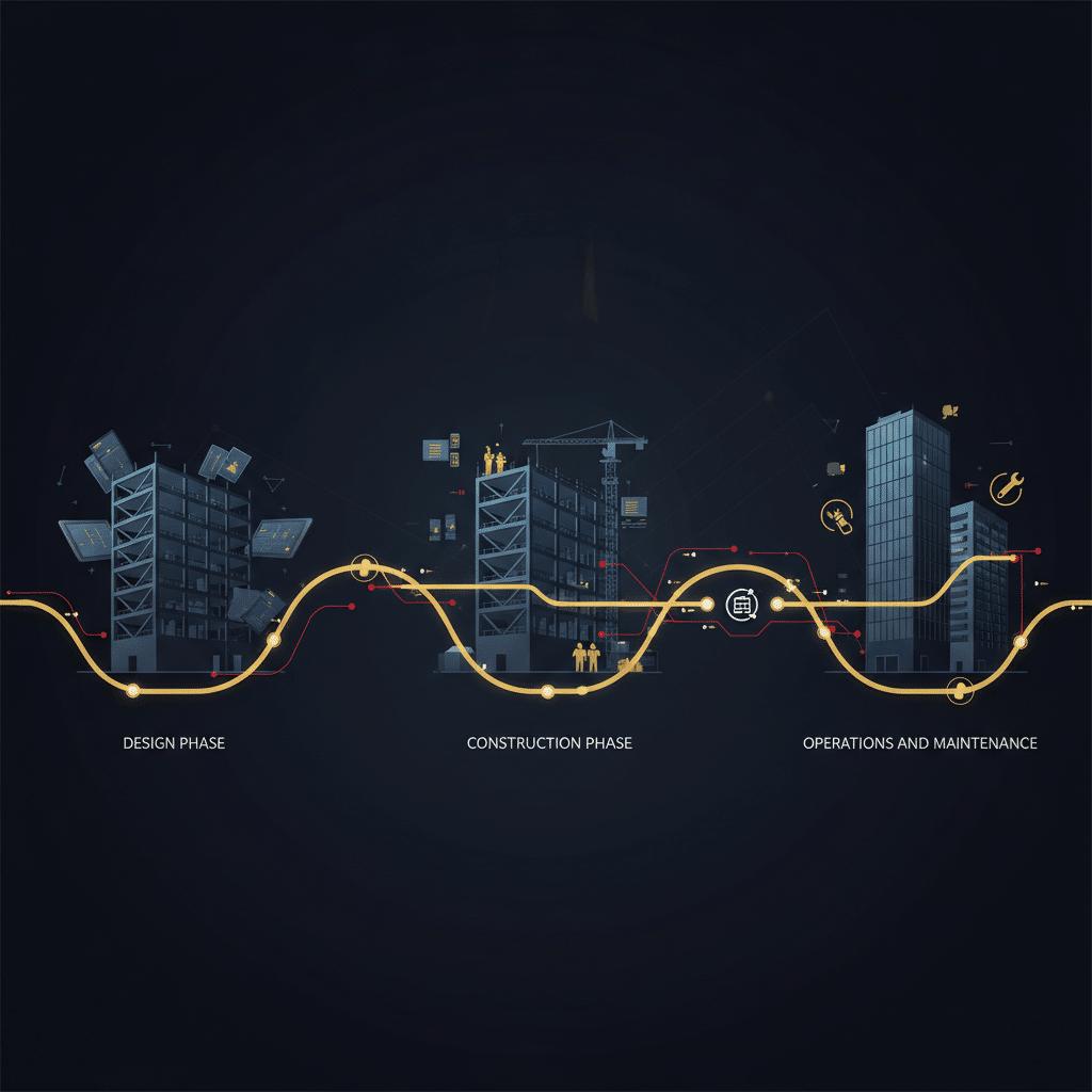 Illustration du Golden Thread de l'information management : du design à l'exploitation des structures