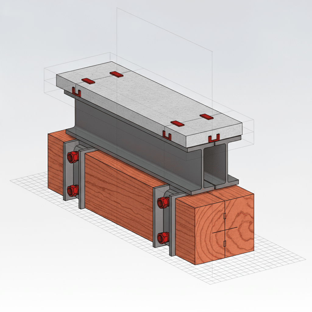 Recherche sur les connexions mixtes acier-bois-béton STCC